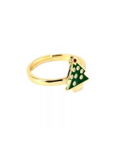 925 Sterling Silver Adjustable Christmas Tree Opening Ring