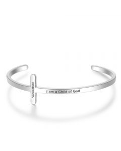 Have Been Vaccinated Engraved Stainless Steel Cross Bangle Bracelet