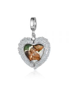 Personalized Rhodium Plated Jewelry Photo Charm Beads 