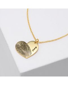 Personalized 25mm Heart-shaped fingerprint necklace