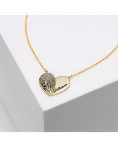 Personalized Fingerprint Double Heart Overlapping Necklace