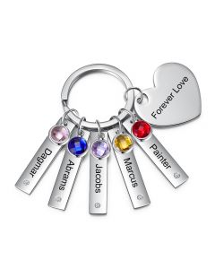Stainless Steel Bar Heart Shape Engraved Name Keychain 