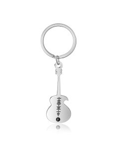 Personalized Stainless Steel Guitar Keychain
