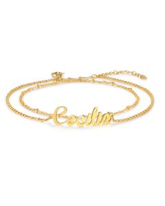 Personalized Rhodium Plated Name Anklet