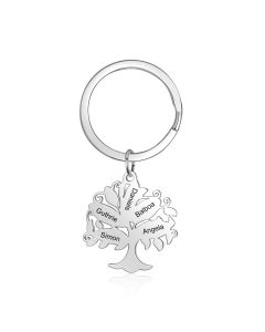  Personalized Stainless Steel Family Tree Custom Name Keychain