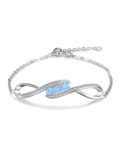 Fashion 925 Sterling Silver Bracelet with Simulated Opal