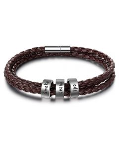 Custom Stainless Steel Leather Bracelet