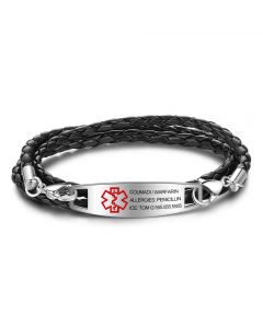 PU Leather Cord Medical Titanium Steel Bracelet