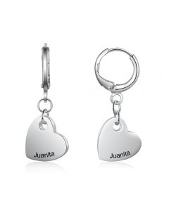 Personalized Rhodium Plated Heart Earrings 