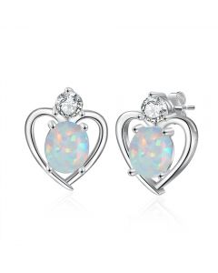 Fashion Rhodium Plated Opal Earrings