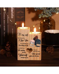 Wooden Candlestick Couple Gift