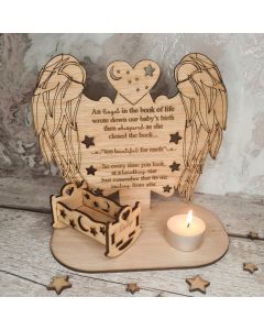 Personalised Name Baby Memorial Decoration, Angel Wings Memorial Ornament, Baby Bed Ornament Keepsake
