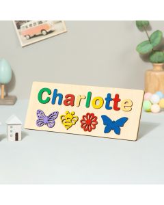 Personalized Butterfly Name Puzzle, Custom Wood Puzzle with Kids Name - Up to 9 Characters -Wooden Pegged Puzzles Educational Toy Gift for Kids