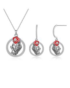 Halloween Design Jewelry Set Rose Flower  Necklace with Earrings