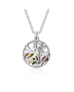 925 Sterling Silver Birthstones Hollow Cage Pendant Necklace 