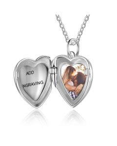 925 Sterling Silver Personalized Photo Heart Pendant Necklace