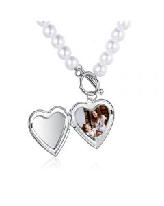 Personalized Pearl Chain Photo Necklace