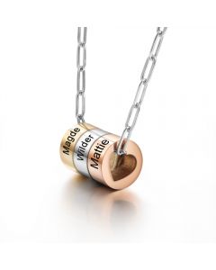 Personalized Stainless Steel Charm Bead Necklace 