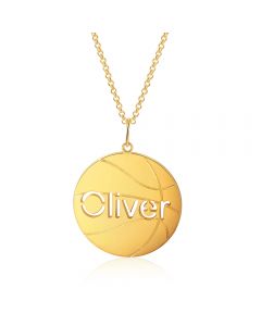 Personalized Rhodium Plated Basketball Name Necklace 
