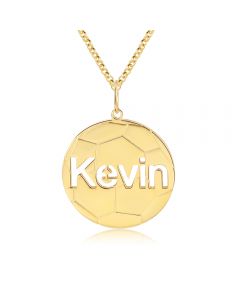 Personalized Rhodium Plated Football Name Necklace 