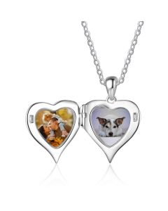 Personalized Rhodium plated Heart Shape Photo Necklace 