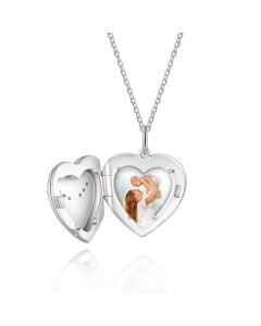 Personalized Rhodium Plated Heart Shape Photo Necklace