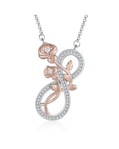 S925 Silver Infinity Rose Flower Necklace