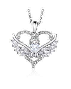  S925 Silver CZ Heart Shape Necklace