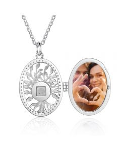 Personalized S925 Silver Family Tree Projection Photo Necklace 