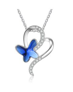 Rhodium Plated Butterfly Necklace