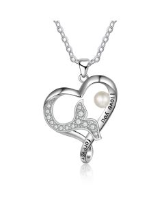 Fish Tail Pearl Heart Shape Necklace