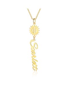  Personalized Rhodium Plated Sunflower Name Necklace