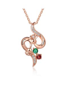 S925 Silver Birthstone Rose Flower Pendant Necklace