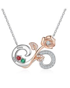 Rhodium Plated Infinity Rose Flower Necklace