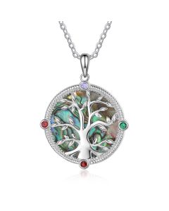 Personalized Rhodium Plated Family Tree Pendant Necklace