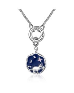 Personalized Alloy Birthstone Animal Cat Pendant Necklace 