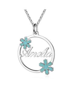 Personalized Name necklace White Gold Plated Snow flower Christmas gift