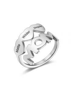 Personalized Stainless Steel Mom Opening Ring 
