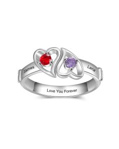 Rhodium Plated Double Heart Ring