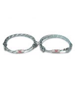 Personalized Stainless Steel Magnetite Weave Couple Bracelet 