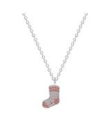 925 Sterling Silver Christmas Santa Sock Pendant Necklace