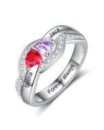 925 Staerling Silver Birthstone Rings with Engraved Names