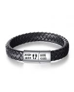 Personalized Stainless Steel Men Leather Bracelet