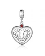 Personalized Rhodium Plated Baby Feet Heart Charm 