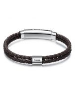 Stainless Steel Leather Bead Bracelet