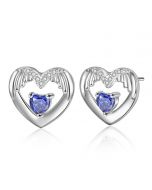 925 Sterling Silver Wing Heart Stud Earring