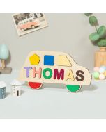 Personalized Car Name Puzzle, Custom Wood Puzzle with Kids Name -Wooden Pegged Puzzles Educational Toy Gift for Kids