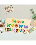 Custom Wood Puzzle with Kids Name - Up to 9 Characters -Wooden Pegged Puzzles Educational Toy Gift for Kids