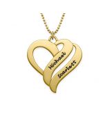 925 Sterling silver Gold Plated Two Hearts Forever One Necklace 