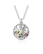 925 Sterling Silver Birthstones Hollow Cage Pendant Necklace 